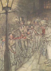 "Nedför en rutschkana vid Cornhill" av Arthur Rackham
