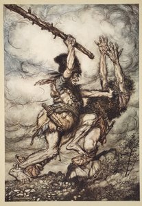Fafner dödar Fasolt, illustration från 