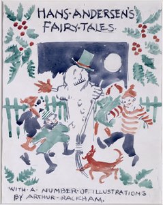 Skiss på framsidan av Hans Andersens sagor (wc på papper) av Arthur Rackham