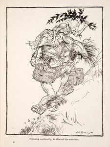 Stönande ständigt klättrade han upp på berget, från Little Brother & Little Sister and Other Tales av bröderna Grimm, pub.1917 (litho) av Arthur Rackham