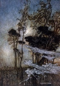 Illustration av Arthur RACKHAM (1867-1939) för The Dream of a Summer Night av William SHAKESPEARE av Arthur Rackham