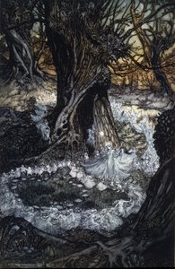 Illustration av Arthur RACKHAM (1867-1939) för The Dream of a Summer Night av William SHAKESPEARE av Arthur Rackham