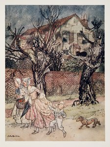 Underbara berättelser om Haunted Fields och Haunted Brooks och Haunted Houses, från The Legend of Sleepy Hollow av Washington Irving (1783 - 1859), pub. 1928 av Arthur Rackham