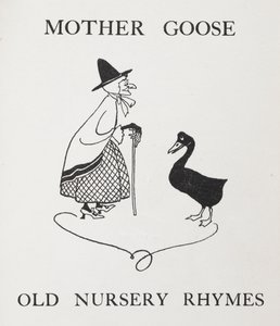 Mamma gås. Gammal dam med gås. av Arthur Rackham