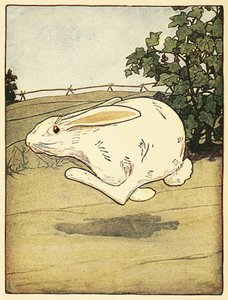 Peter slutade aldrig springa, från The Tale of Peter Rabbit, pub. 1916 (lito i färg) av Arthur Rackham