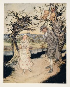 Vandrar i skymningen..., från The Legend of Sleepy Hollow av Washington Irving (1783 - 1859), pub. 1928 av Arthur Rackham