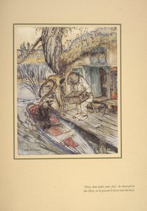 "Knuffa den under din fot", observerade han (Ratty) till mullvaden när han skickade den ner i båten. av Arthur Rackham
