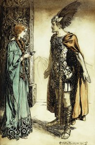 Siegfried möter Gutrune: The Twilight of the Gods, 1911 av Arthur Rackham