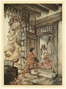 Jack tog med nycklarna till slottet och låste upp alla dörrar, från engelska Fairy Tales, puben. 1922 av Arthur Rackham