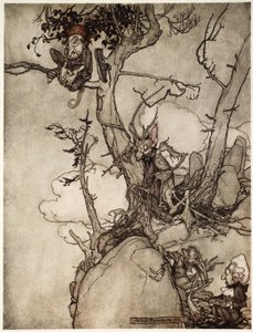 Kaatsberg- eller Catskill-bergen har alltid varit en region full av fabel., från Rip Van Winkle av Washington Irving, pub. 1910 av Arthur Rackham