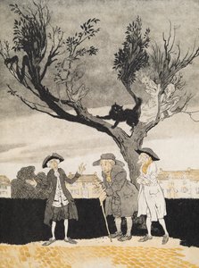 The Men of Sleepy Hollow (Inside Cover) från The Legend of Sleepy Hollow av Washington Irving (1783 - 1859), pub. 1928 av Arthur Rackham