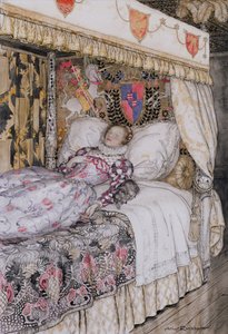 The Sleeping Princess, illustration till The Allies Fairy Book, Heinemann, 1916 (penna och bläck med wc på papper) av Arthur Rackham