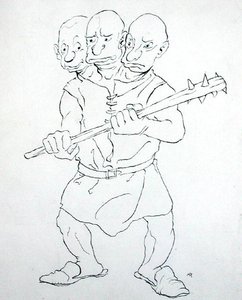 Den trehövdade jätten (penna och bläck på papper) av Arthur Rackham