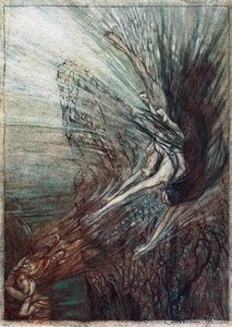 Rhinmaidens upptåg. Illustration till Rhinegold och Valkyrien av Richard Wagner, av Arthur Rackham