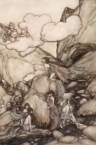 Dessa feberg, från Rip Van Winkle av Washington Irving, pub. 1910 av Arthur Rackham
