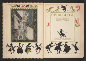 Titelsida och frontispice från Askungen, återberättad av C.S. Evans och illustrerad av Arthur Rackham av Arthur Rackham