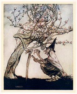 Mitt träd! O mitt träd! Har du sett min stygga lilla piga, Engelska sagor, pub 1922. av Arthur Rackham