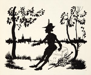 Vänd igen Whittington, tre gånger Lord Mayor of London, från The Arthur Rackham Fairy Book, pub. 1933 av Arthur Rackham
