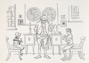 Två barn och deras skolmästare av Arthur Rackham