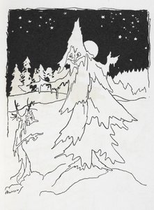 Två trädmän i en snöig skog av Arthur Rackham