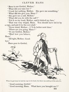 När han kom hem hade han repet i handen, men det var inget i slutet av det, från Bröderna Grimms sagor, pub. 1909