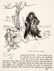 Den som såg honom rymde, från Lillebror & Lillasyster och andra sagor av bröderna Grimm, pub.1917 (litho) av Arthur Rackham