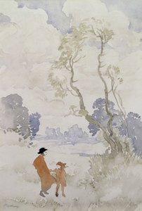 Blåsig dag (wc på papper) av Arthur Rackham