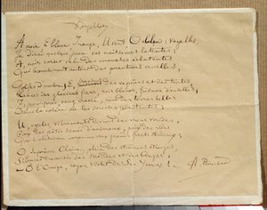 Manuskript av Arthur Rimbauds dikt: "Vokalerna"" av Arthur Rimbaud