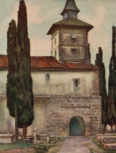 Baskien: Kyrkan i Itxassou (färg litho)