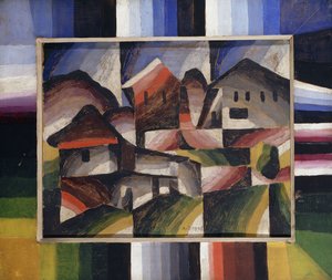 Hus i Landskapet; Hauser i Landschaft, ca 1920 (olja på duk) av Arthur Segal