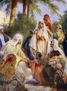 Jesus och barnen (färg litho) av Arthur Twidle