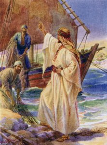 Jesus kallar Petrus och Andreas (färg litho)