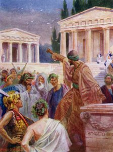 Paulus predikar i Aten (färg litho) av Arthur Twidle