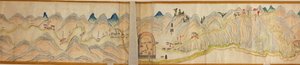 16 000. levereras. Orienterad med norr till höger. Relief visad bildmässigt. Fågelperspektiv. Täcker Wei River i Baoji Xian, Shanxi Sheng till Shu Dao i Shanxi-Sichuan gränsen. Visar bosättningar, rastplatser, stationer, värdshus, tempel, bergspass, walle