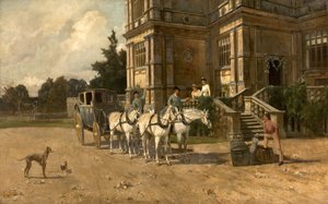 Framifrån av Wollaton Hall, Nottingham med häst och vagn, ca 1880-1906