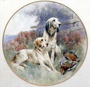 Ett par setters som vaktar en ripa av Arthur Wardle