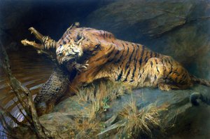 Tiger och krokodil (olja på duk)