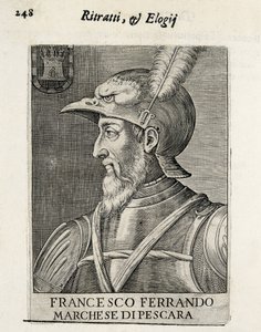 AVALOS, Fernando Francisco (1490-1546). Spansk general. Xylografi. SPANIEN. MADRID (AUTONOM REGION). Madrid. Nationalbiblioteket