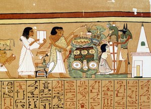 Konst Egypten: den avlidnes mumie får den sista vården.