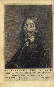 BARTHOLIN, Thomas (1616-1680). Dansk läkare, matematiker och teolog. Han är mest känd för sitt arbete med upptäckten av lymfsystemet hos människor och för sina framsteg inom teorin om kylanestesi, där han var den förste att beskriva