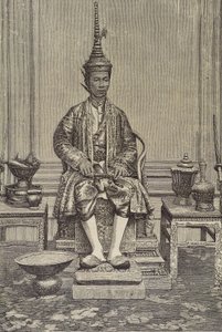 Chulalongkorn eller Rama V (1853-1910). Femte monarken av Siam under huset Chakri. Gravyr. Privat samling av Artist Unknown