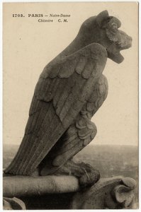 Gargoyle eller chimere på katedralen Notre Dame de Paris, byggd mellan 1163 och 1300-talet - Vykort, Selva-samlingen