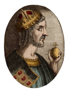 Porträtt av Justinianus I - Porträtt av Justinianus I (den store) (Flavius Petrus Sabbatius Justinianus) (482-565), östromersk kejsare av Artist Unknown