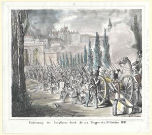 K.K.-truppernas stormning av slottsporten den 31 oktober 1848 av Artist Unknown