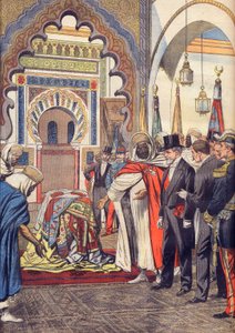 Franska republikens president Emile Loubet besöker Sidi Bou Medine-moskén i Tlemcen, Algeriet av Artist Unknown