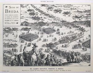 The campo espanol frente a Breda: direct reproduction of the sexto fragmento del grabado de Callot "Le Siege de Breda" (Den spanska landsbygden och Breda: direkt reproduktion av den sjätte delen av Callots gravyr "Le Siege de Breda") av Artist Unknown