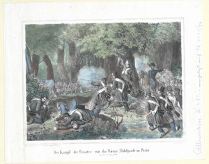 Kroaternas strid med Wiens mobila garde i Prater den 28 oktober 1848 av Artist Unknown