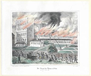 Brandattentatet på odeon i Wien den 28 oktober 1848 av Artist Unknown