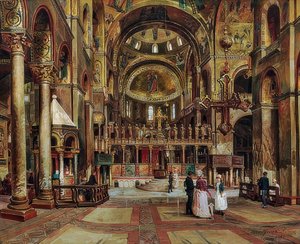 Inne i Basilica di San Marco, Venedig. 1886 av Arturo Ferrari