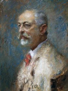 Porträtt av den italienske skulptören Giuseppe Sartorio (1844-1922), av Arturo Rietti (1863-1943), olja på duk. Italien, 1900-talet.
